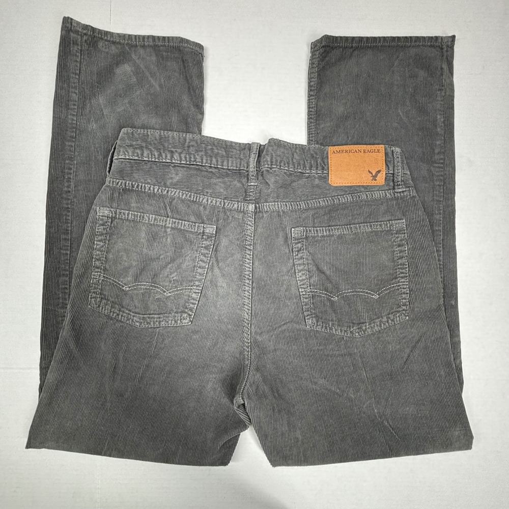 American Eagle Charcoal Gray Corduroy Pants Straight Fit Mens 32x32 AE Preppy EC